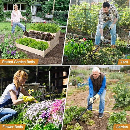 Weeding Tool, Hoe Cultivator 2 in 1 Garden Tools - 31" Heavy Duty Weeder Hand Tiller Weeding Rake for Flower Beds Yard Lawn Gardening Digging Planting