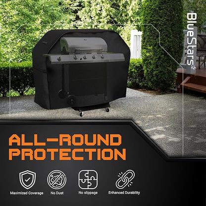 BlueStars 55 inch Grill Cover – Heavy‑Duty Waterproof 600D BBQ Cover for Outdoor Gas Grills, Compatible with Genesis, Weber, Char‑Broil & Nexgrill Models, UV & Rip‑Resistant, Black