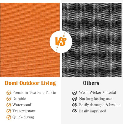 Domi Outdoor Lounge Chair Set of 3, Aluminum Patio Chaise Lounge with 5 Position Adjustable Backrest and Wheels, All Weather Reclining Chair for Patio, Yard, Balcony, Poolside (Orange)