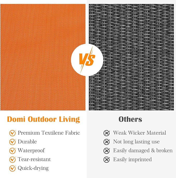 Domi Outdoor Lounge Chair, Aluminum Patio Chaise Lounge with 5 Position Adjustable Backrest and Wheels, All Weather Reclining Chair for Patio, Yard, Balcony, Poolside (Orange)