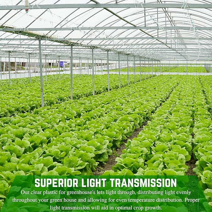 Farm Plastic Supply - String Reinforced 4 Year UV Resistant 10 mil Clear Greenhouse Plastic Sheeting - 4 Year UV Resistant Polyethylene Greenhouse Film, Hoop House Green House Cover (24' x 60')