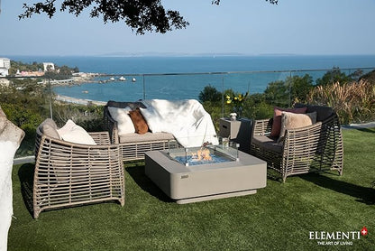Elementi+ | Bundle Lucerne Gas Fire Pit Cast Concrete 42" Square Fire Table, Outdoor Fire Pit Electronic Ignition | Canvas Cover, Fire Glass and Burner Lid Included | Light Gray | Natural Gas