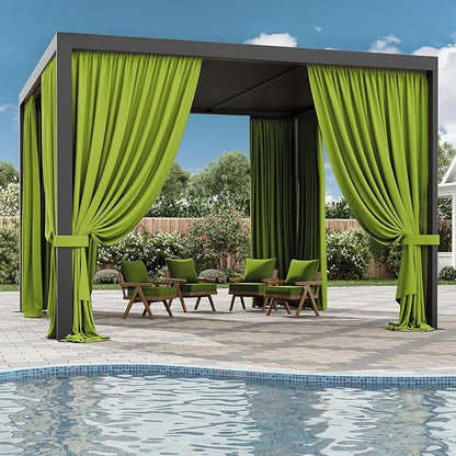 Gazebo Universal Replacement Privacy Curtain,12'×12' Gazebo Outdoor Waterproof Curtains, 4-Panels Sidewall Curtains with Double Zipper for Patio Canopy, Garden and Backyard (Curtain Only)
