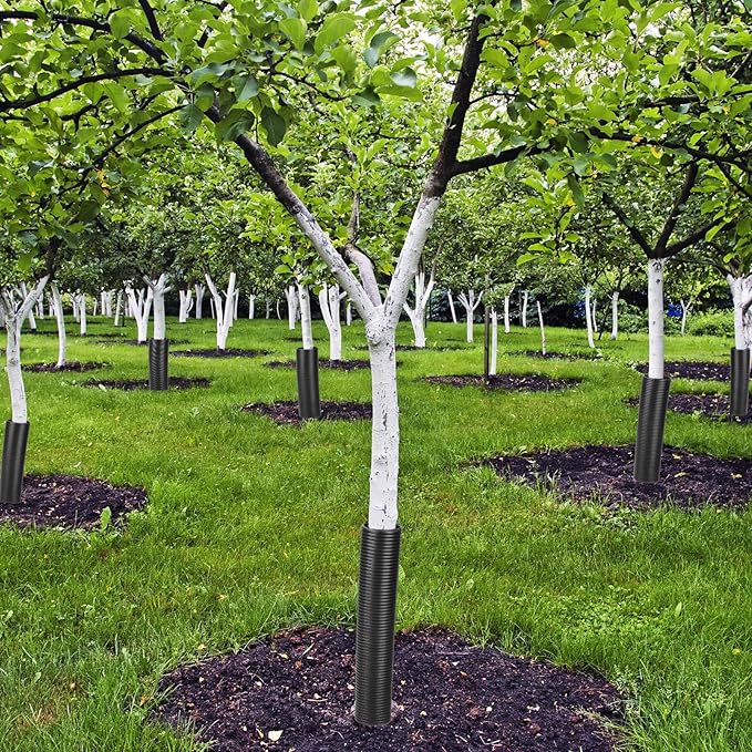 Menkxi 20 Pcs Corrugated Tree Guards Saplings Tree Trunk Protectors from Deer Tree Tubes Guard Tube Wraps to Protect Bark, Sapling from Rodents, Mowers, Animals(15.7 x 2",Black)