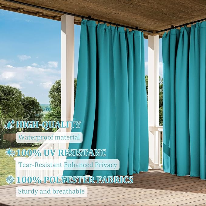 Gazebo Universal Replacement Privacy Curtain,12'×20' Gazebo Outdoor Waterproof Curtains, 4-Panels Sidewall Curtains with Double Zipper for Patio Canopy, Garden and Backyard (Curtain Only)