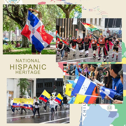 XIFAN 21 Pcs Latin American Countries Flags 3x5 ft Outdoor, Latino Culture Flag Spanish Speaking Banners for National Heritage Hispanic Month Events Classroom Party Decoration, Banderas de Latinoamerica Flag with Brass Grommets