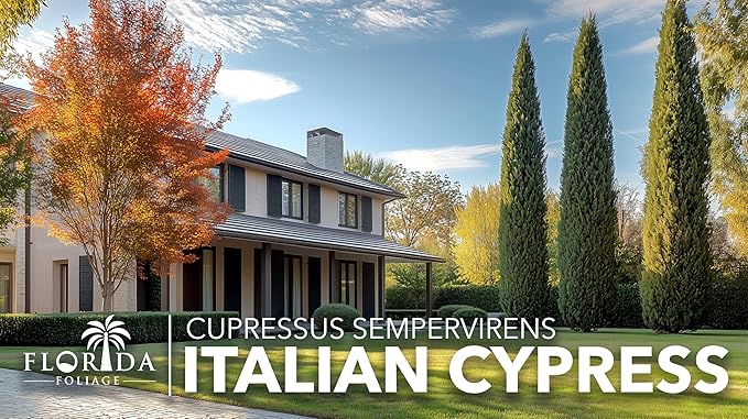 Italian Cypress | 5 Live 4 Inch Trees | Cupressus sempervirens | Narrow Evergreen Plants | Tall Privacy Landscaping | Upright Ornamental Outdoor Plant