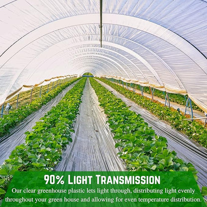 Farm Plastic Supply - Clear Greenhouse Plastic Sheeting - 6 mil - (18' x 60') - 4 Year UV Resistant Polyethylene Greenhouse Film, Hoop House Green House Cover for Gardening, Farming, Agriculture