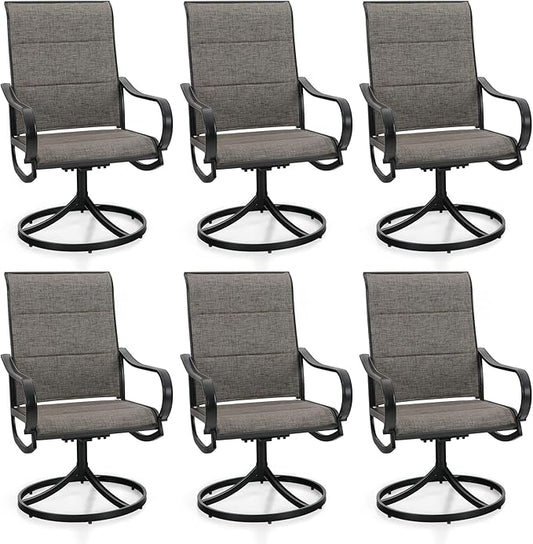 Sophia & William Patio Dining Chairs Patio Swivel Chairs 6 Pieces Quick Dry Textilene Patio Chairs Outdoor Furniture Support 300lbs for Lawn Garden Backyard Weather Resistant