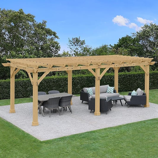 Yardistry 10 x 22 Meridian Cedar Wood Pergola for Patios, Decks, Garden, Backyard, Durable
