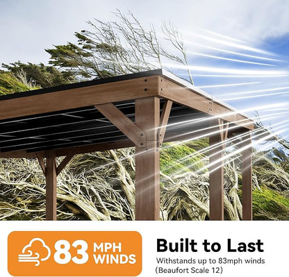 Modern Shade Supreme Cedar Wood Gazebo 12' x 20' with Hardtop Slope Roof, Wooden Grill Gazebo with Durable and Rot-Resistant, Supports Snow Loads and High Wind Speeds, Ideal for Backyard, Deck, Garden