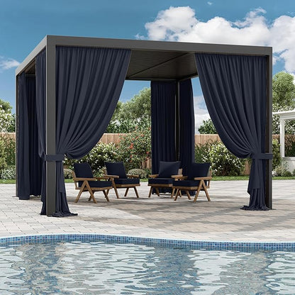 Gazebo Universal Replacement Privacy Curtain,10'×13' Gazebo Outdoor Waterproof Curtains, 4-Panels Sidewall Curtains with Double Zipper for Patio Canopy, Garden and Backyard (Curtain Only)