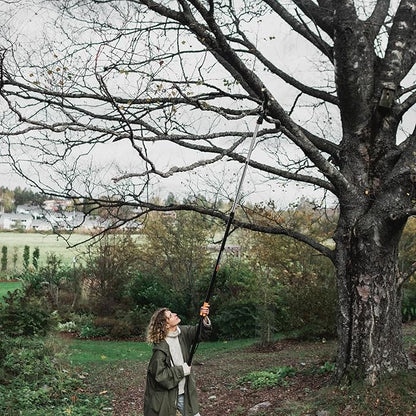 Fiskars 2-in-1 Extendable Tree Pruner and Pole Saw (Extends 7.9 - 12 feet) with Rotating Head, Pruning Stik Model with15-Inch Double-Grind Saw Blade, and Double Locking System