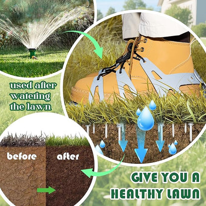 Lawn Aerator Shoes with Spiked Design &Adjustable Wrap Around Lacing,Gardening Tools,Grass Aeration Spikes Tools,Grey
