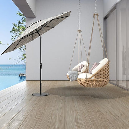 Midtown Umbrellas The Swilt 8 Feet Patio Umbrella in Sunbrella Infused Gem Acrylic Fabric - Fiberglass Ribs, Auto-Tilt Aluminum Frame For Backyard, Deck, Garden, Pool - White Pole