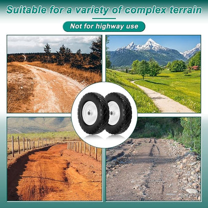 4.80/4.00-8 Flat Free Tire and Wheel- 16" Flat-Free Solid Wheelbarrow Tires with 5/8" & 3/4" Bearings, 3"-7" Centered Hub by Cenipar Universal Fit for Wheelbarrow,Hand Truck,Garden Trailer,Trolley