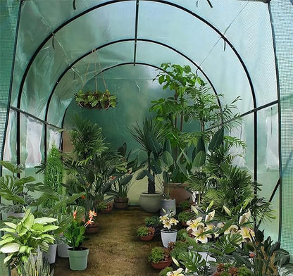 Outdoor Greenhouse with Screen Door,Outside Heavy Duty Walk in Green House for Garden Plants UV Protection Thermostatic Waterproof (Green, 12x7x7 FT)