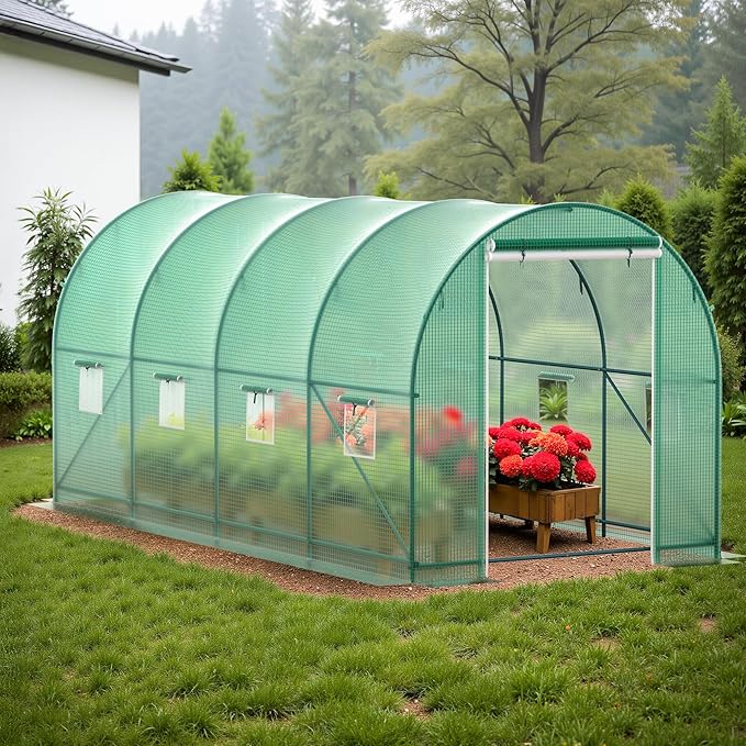 GOJOOASIS Greenhouse Outdoor Green House for Outside Winter Heavy Duty Large Walk-in Green Garden Hot House Portable Greenhouses for Backyard Arch Gardening Plant Shed (15'x7'x7')