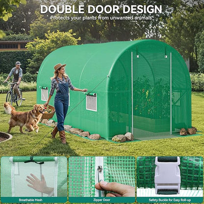 YITAHOME 10'x6.5'x6.5' Greenhouses Large Walk-in Green House Heavy Duty Tunnel Green Houses Outdoor Portable Plant Gardening Upgraded Galvanized Steel Frame Zipper Doors 5 Crossbars Garden