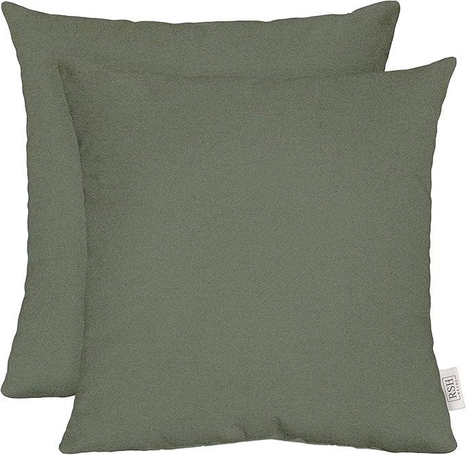 RSH DECOR: Sunbrella Square Throw Pillows Set of 2 | 24" x 24" | Water and Fade-Resistant Performance Fabric | Outdoor Pillow Covers with Down-Alternative Inserts | Made in USA (Cast Sage Green)