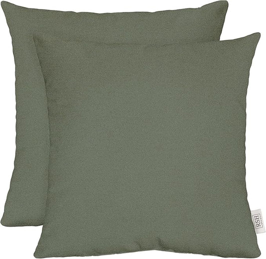 RSH DECOR: Sunbrella Square Throw Pillows Set of 2 | 24" x 24" | Water and Fade-Resistant Performance Fabric | Outdoor Pillow Covers with Down-Alternative Inserts | Made in USA (Cast Sage Green)