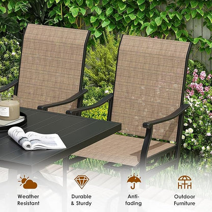 Soohow Swivel Outdoor Dining Chairs Set of 8, Patio Swivel Dining Chair with Textilene Fabric, Outdoor Metal Armchair All Weather Resistant, Ergonomic Comfort, Perfect for Patio, Backyard, Balcony