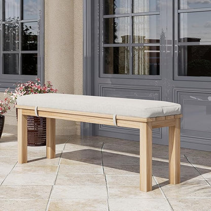 Outdoor Patio Bench, Metal Aluminum Outdoor Bench with Waterproof Cushions, Furniture Seating for Porch, Balcony, Deck, Backyard, Light Wood Color