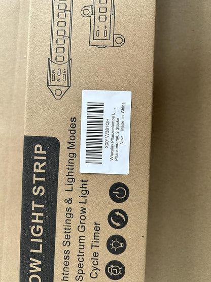 Wiaxulay LED Grow Light Strips, 6000K Full Spectrum Sunlike Growing Lamp with 6/12/16H Timer, 5 Dimmable Levels for Hydroponics, Succulent, Plant Shelf, 2 Pack