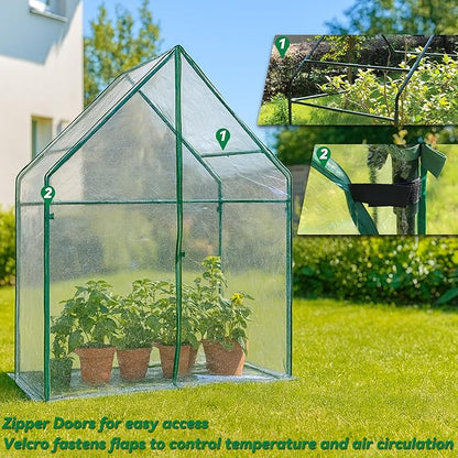 Gardzen Small Walk-in Greenhouse, Heavy Duty Portable Green House for Outside with Sturdy Frame & Clear Cover, Protects Plants from Cold, Rain, 36.2"(L) x53.3(W) x66.1(H)