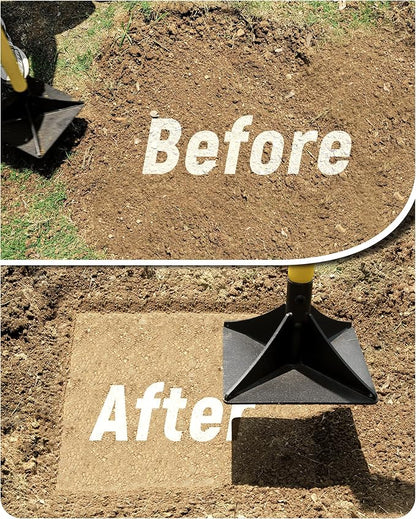 8"x8" Steel Tamper with 48" Handle, Heavy Duty Hand Compactor Tool for Leveling Soil, Gravel, Sand, Asphalt, Ground, Paver, Driveway, Garden, Yard, and Blacktop Repair
