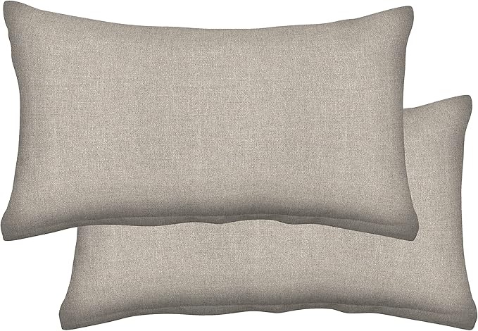 Honeycomb Outdoor Lumbar Pillow 2-Pack, 22 x 12, Solarvie Taupe Throw Pillows for Patio Furniture