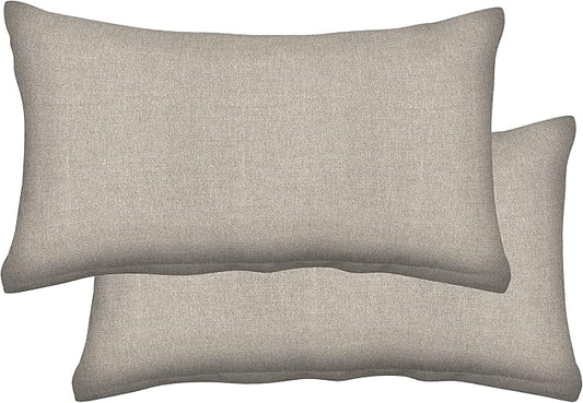Honeycomb Outdoor Lumbar Pillow 2-Pack, 22 x 12, Solarvie Taupe Throw Pillows for Patio Furniture