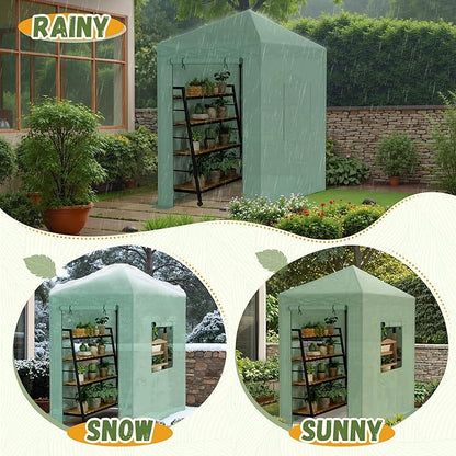 Devoko Walk-in Greenhouse, Portable Pop-in Green House with Zippered Door and 2 Roll-up Windows and PE Cover, Portable and Easy Assemble (Green, 6x4 Feet)