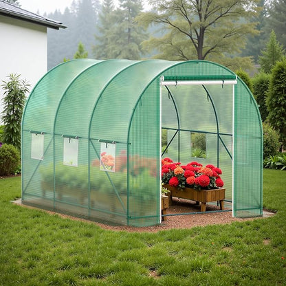 GOJOOASIS Greenhouse Outdoor Green House for Outside Winter Heavy Duty Large Walk-in Tunnel Portable Greenhouses for Backyard Plants Shed (10'x7'x7')