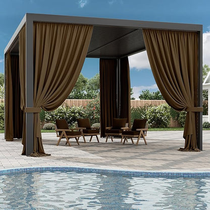 Gazebo Universal Replacement Privacy Curtain,12'×16' Gazebo Outdoor Waterproof Curtains, 4-Panels Sidewall Curtains with Double Zipper for Patio Canopy, Garden and Backyard (Curtain Only)