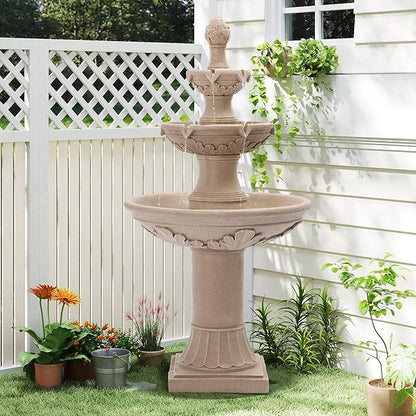 Italian Outdoor Water Fountains Garden Decor - 48.4''H Fountains and Waterfalls Outside, Large Cascading Indoor Floor-Standing Resin Bubbler Fountain Features W/Pump for Patio, Yard and Home