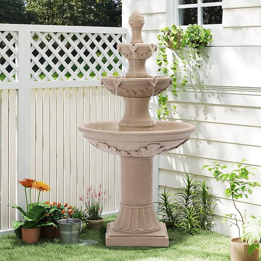 Italian Outdoor Water Fountains Garden Decor - 48.4''H Fountains and Waterfalls Outside, Large Cascading Indoor Floor-Standing Resin Bubbler Fountain Features W/Pump for Patio, Yard and Home
