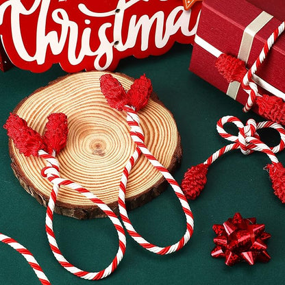 Shappy 12 Pieces Christmas Garland Banister Ties Christmas Decorative Reusable and Flexible Twist Ties for Garland, Banister Home Decoration (Red White)