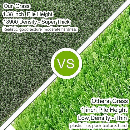 Artificial Grass Turf 8FTX47FT, 1.38" Pile Height Realistic Synthetic Grass, Indoor Outdoor Pet Faux Grass Astro Rug Carpet for Garden Backyard Patio Balcony