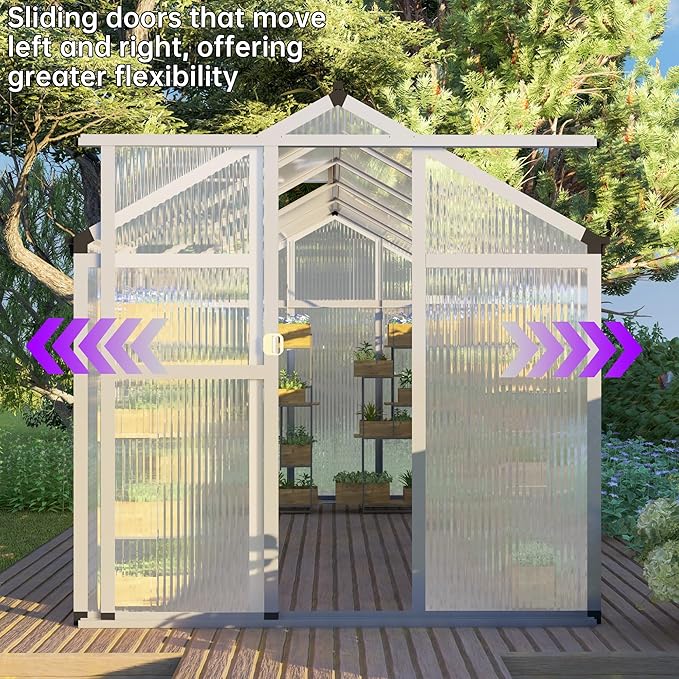 CQZY 6x10 FT Greenhouse for Outdoors,Green House for Outside,Silver