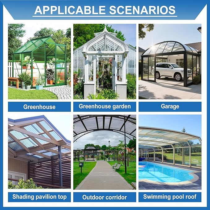 10 PCS Polycarbonate Greenhouse U Connector Profile 4ft Length Fits 0.24’’ & 0.32’’ Twin-Wall Polycarbonate Panels Duty Dust Rain & Moisture Protection Durabler (U-Clip 4' × 0.71’’ × 0.32’’)