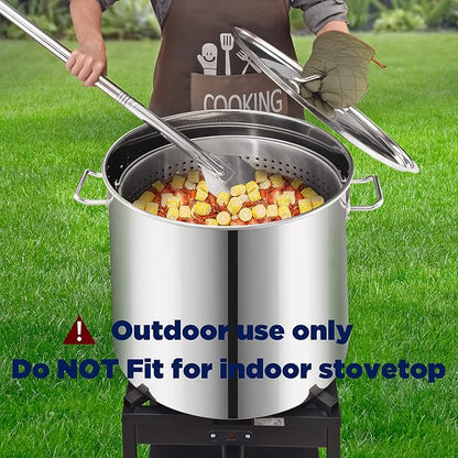 ARC 100-quart Large Stainless Steel Stockpot for Seafood Boiler Crawfish Pot with Basket and Steamer Rack, Outdoor Cooking Pot for Crab Lobster Shrimp Boiling, and Tamales Steamer, 25 Gal