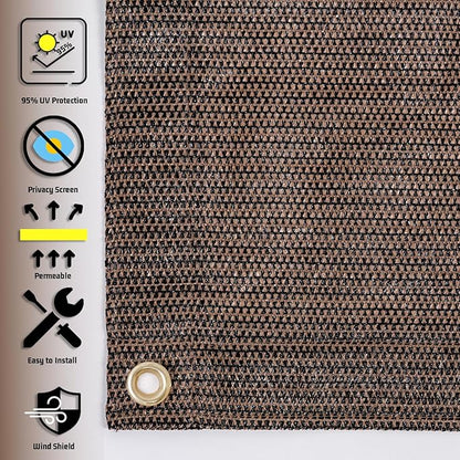SUNNY GUARD Shade Cloth Custom Size 8x23 FT Sun Shade Screen Fabric Shade Cover Tarp with Grommets for Pergola Backyard Garden, Brown(We Customized)
