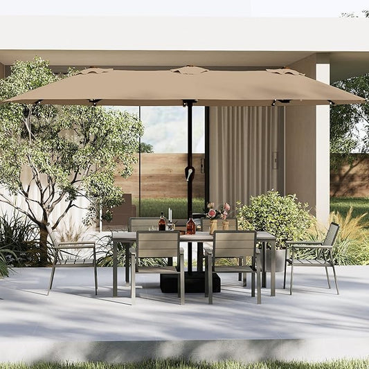 13FT Double Sided Patio Umbrella with LED Lighted