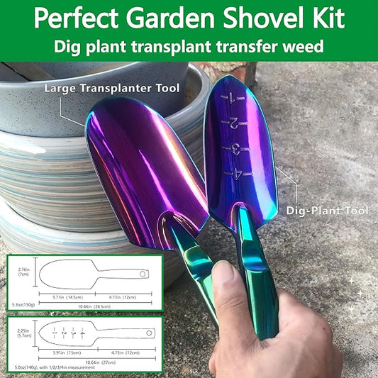 Garden Shovels - 2 Pack Gardening Tools, Heavy Duty Garden Trowels, High Strength Alloy Steel for Soil Digging Planting Transplanting Weeding - Solid Metal Handle, Colorful
