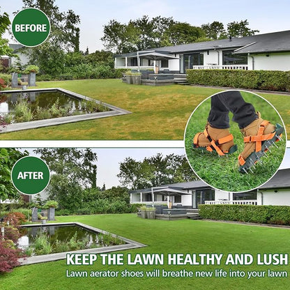 Lawn Aerator Shoes for Grass, Lawn Aeration Shoes with Adjustable Hook Loop Straps and Heavy Duty Spike, Soil Aerator Tool for Aerating Patio Yard Garden