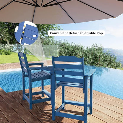 OTSUN Tall Adirondack Chairs Set of 6 with Connecting Tray, 24 inches HDPE Bar Height Outdoor Chairs, All Weather Resistant for Balcony, Porch, Kitchen (6 PCS, Navy Blue)