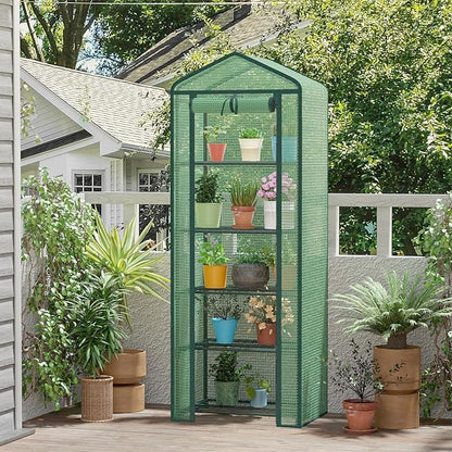 Greenhouse for Indoor Outdoor, Small Plastic Plant Green House 5-Tier Rack Stand Portable Greenhouses with Durable PE Cover for Seedling
