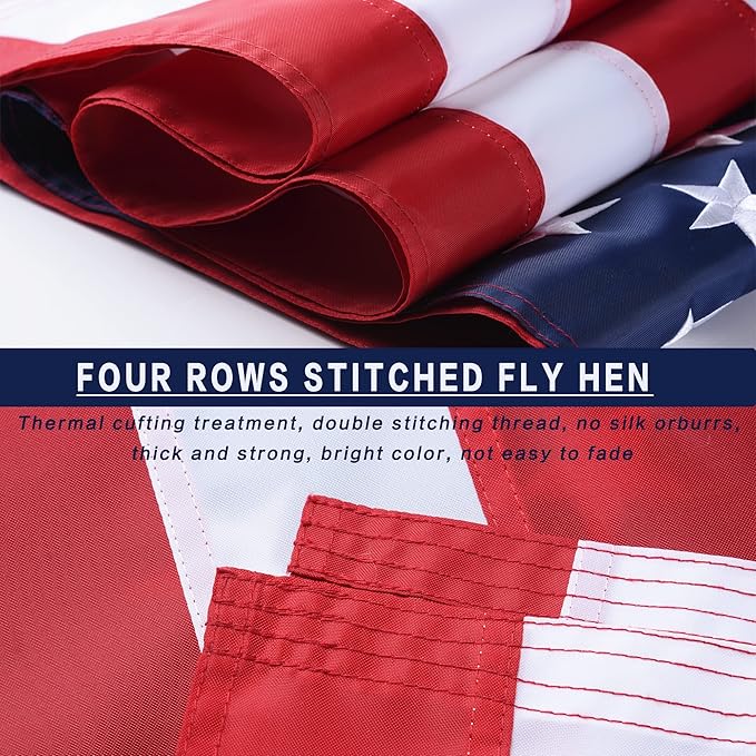 American Flags for Outside 20x38, USA US Flag Heavy Duty Outdoor, Made of 210D Oxford Fabric, Embroidered Stars, Brass Grommets