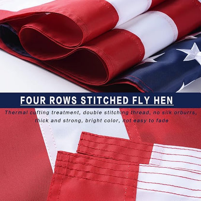 American Flags for Outside 12x18, USA US Flag Heavy Duty Outdoor, Made of 210D Oxford Fabric, Embroidered Stars, Brass Grommets